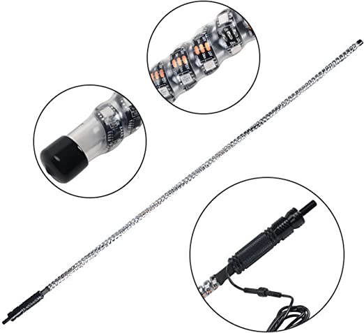 Remote Control Spiral Antenna Whip Light RGB Led Strip 4 Feet Height_2