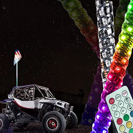 Remote Control Spiral Antenna Whip Light RGB Led Strip 4 Feet Height_3