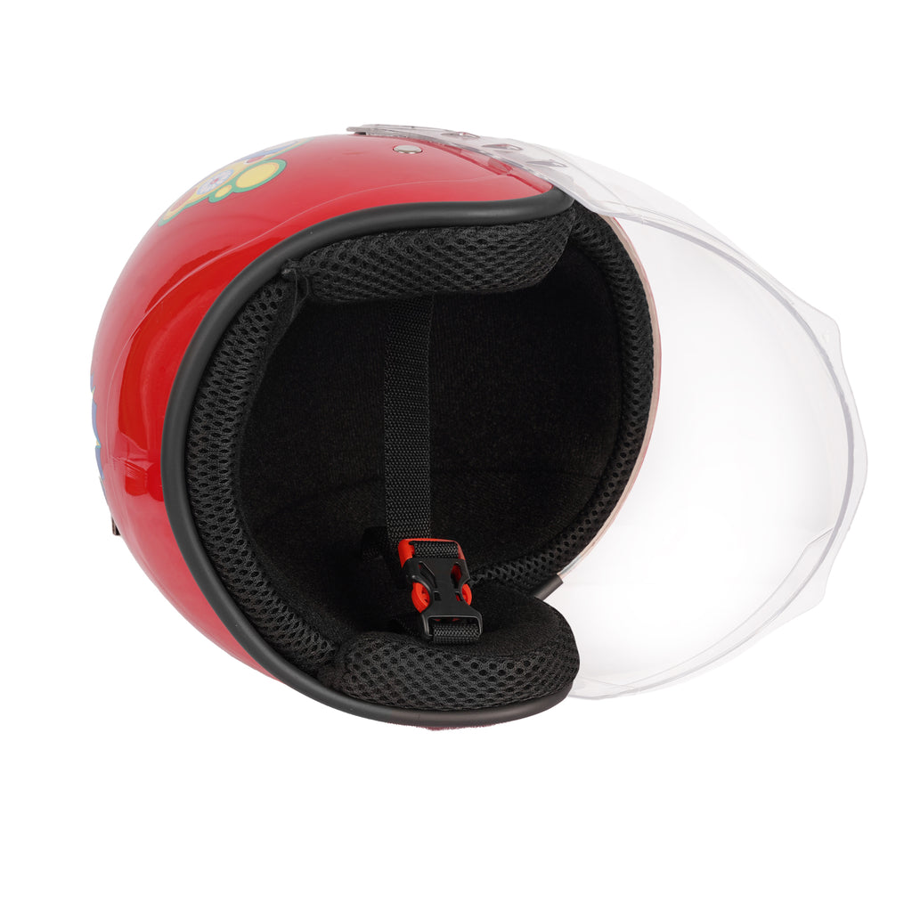 Kids Protective Open Face Helmet | Children's Helmet with Strong ABS shell, Red 835626