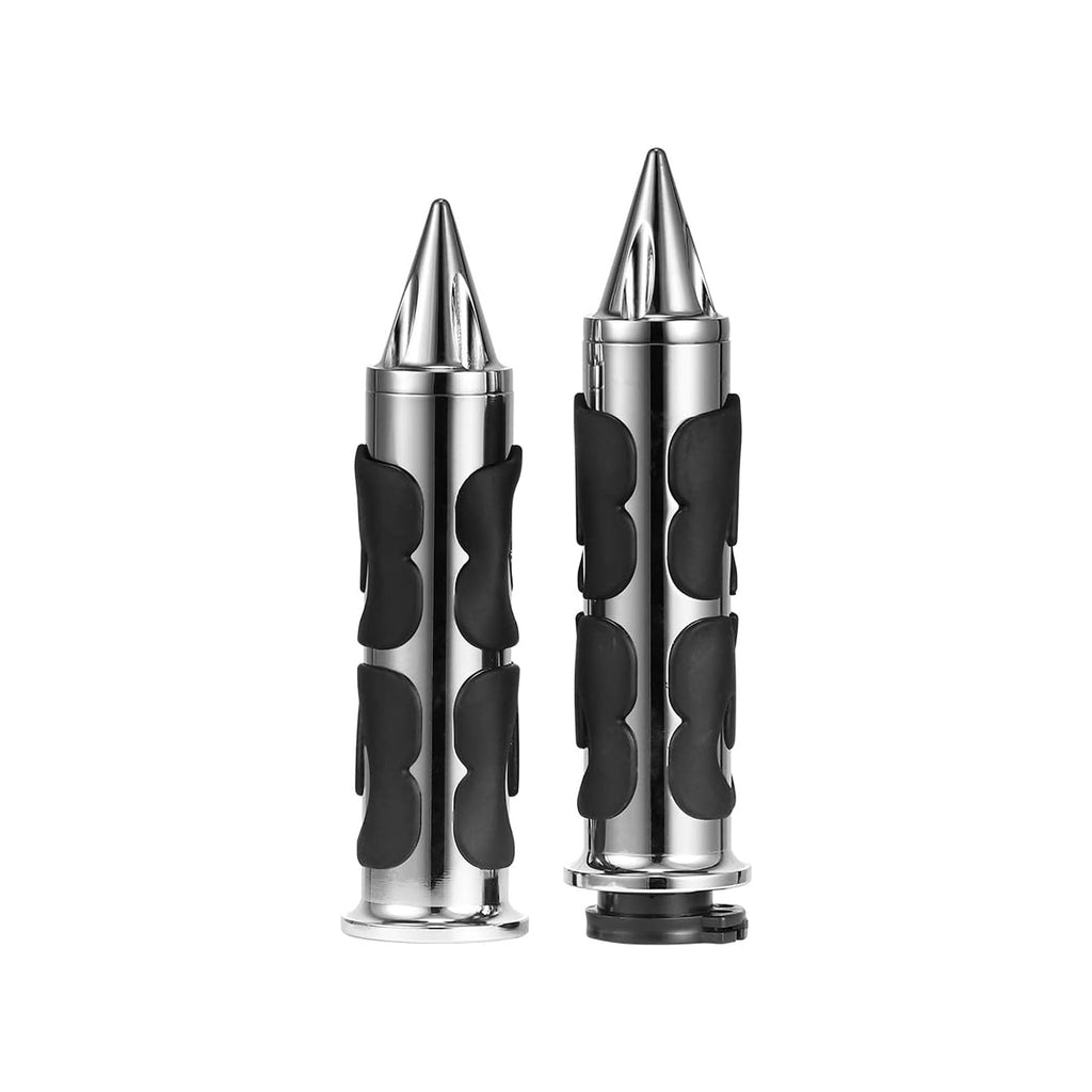 Universal Chrome Black Non-Slip Motorcycle Handlebar Grips 1'' 25mm - 817122