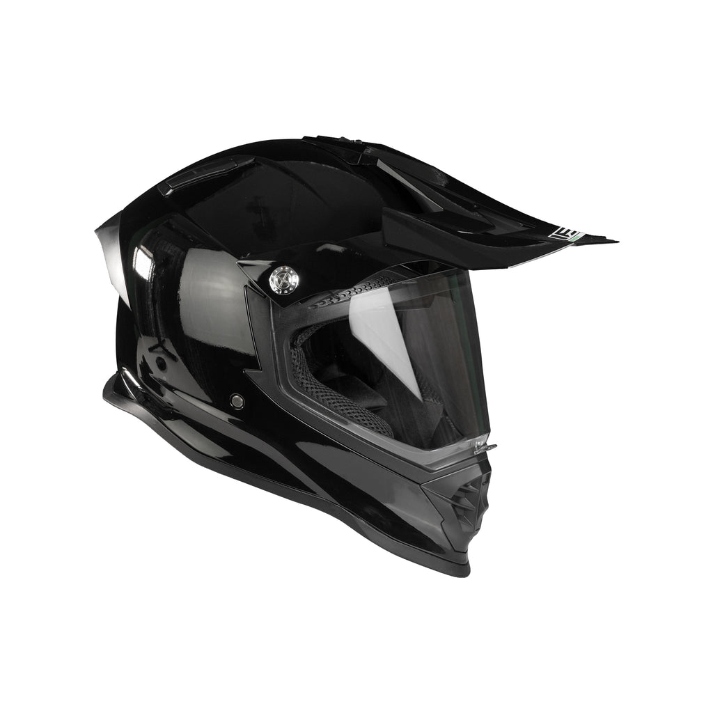 IBK Motorbike Racing Motocross Adventure Helmet, Glossy Black - 835611