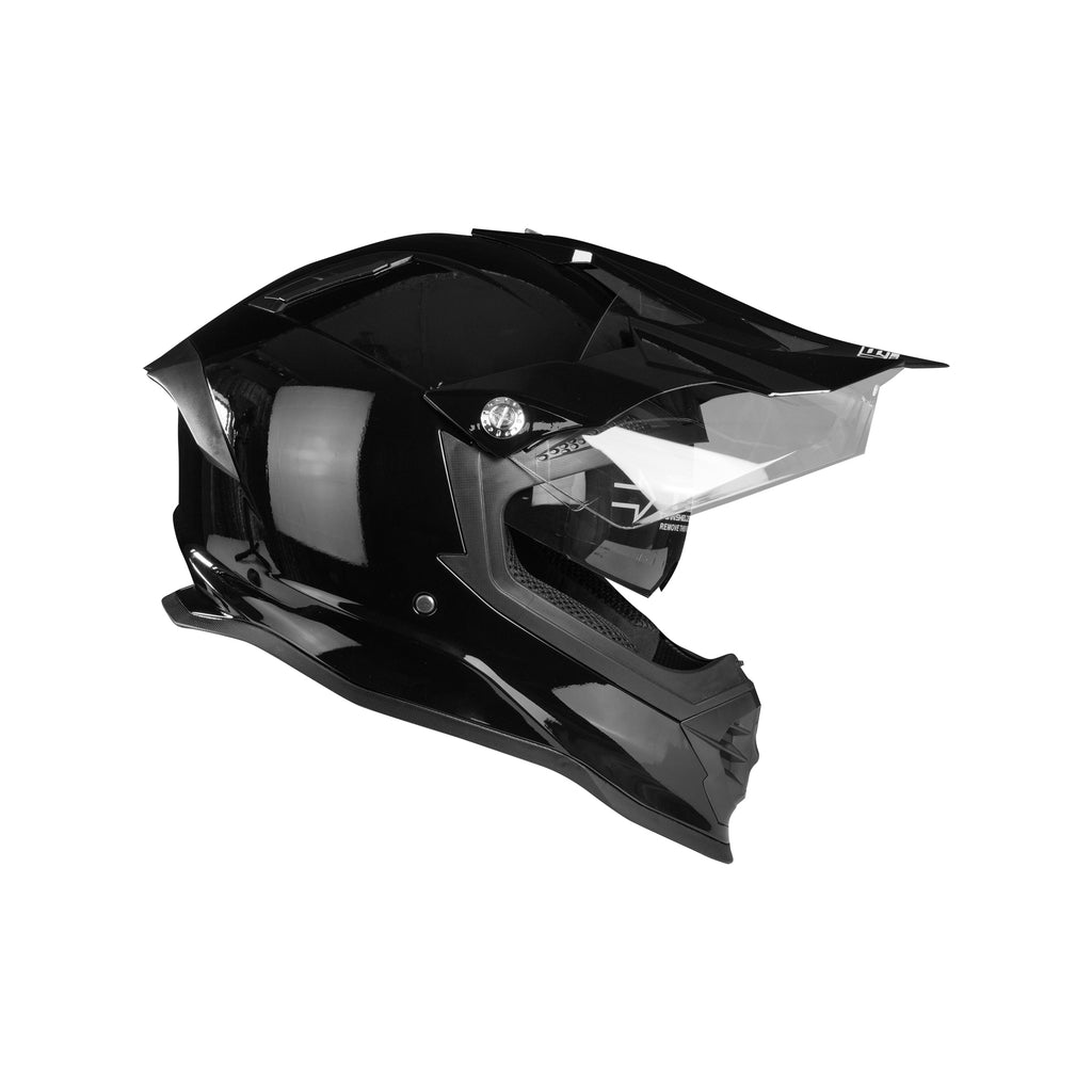 IBK Motorbike Racing Motocross Adventure Helmet, Glossy Black - 835611
