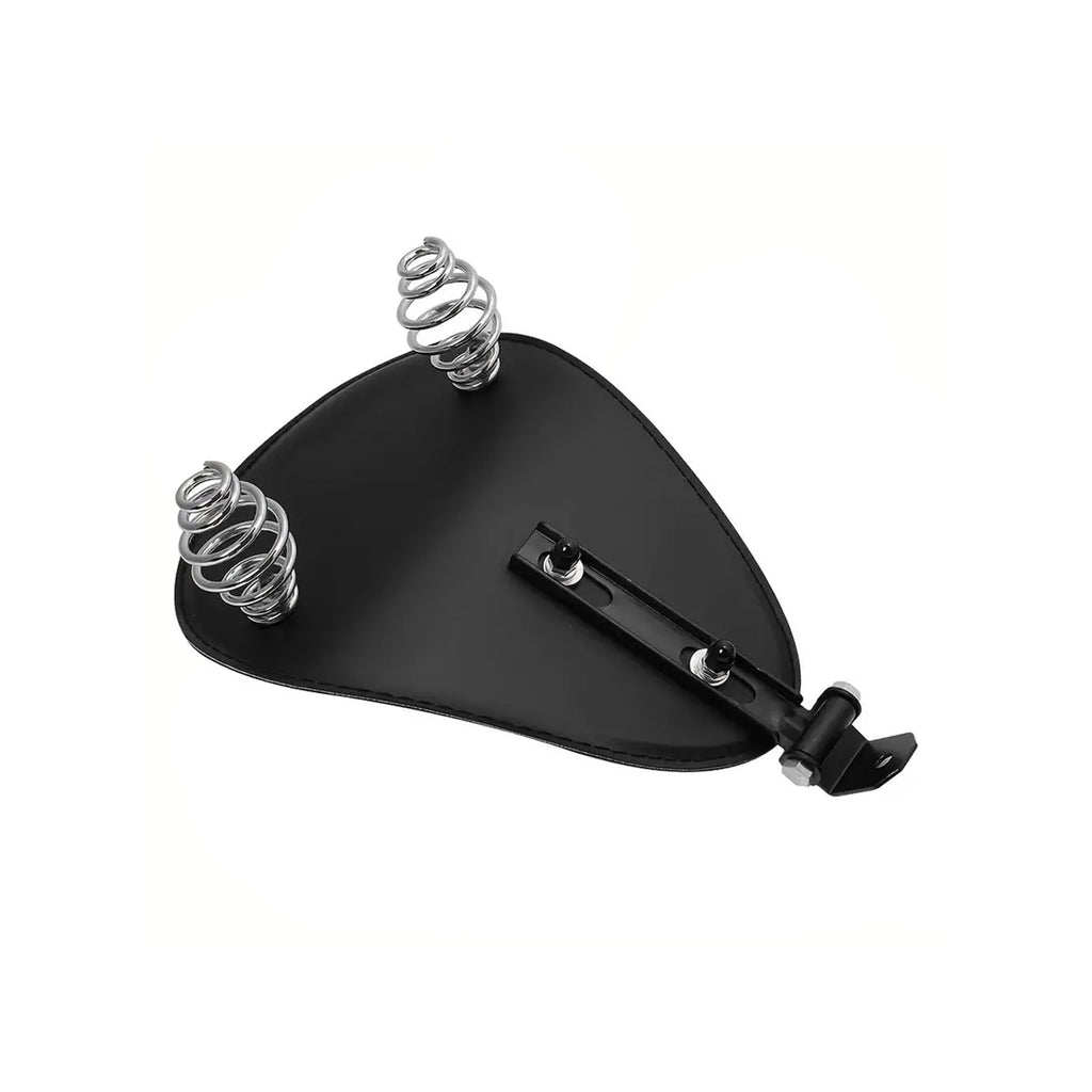 Universal Motorcycle Black Leather Solo Spring Cushion Seat - 841748