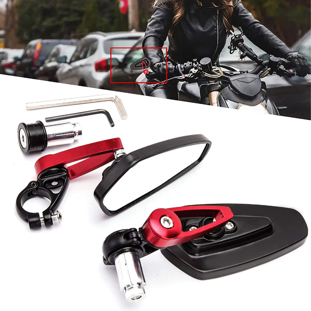 Universal Motorcycle Aluminum Rearview Side Mirror Handle Bar Ends_4