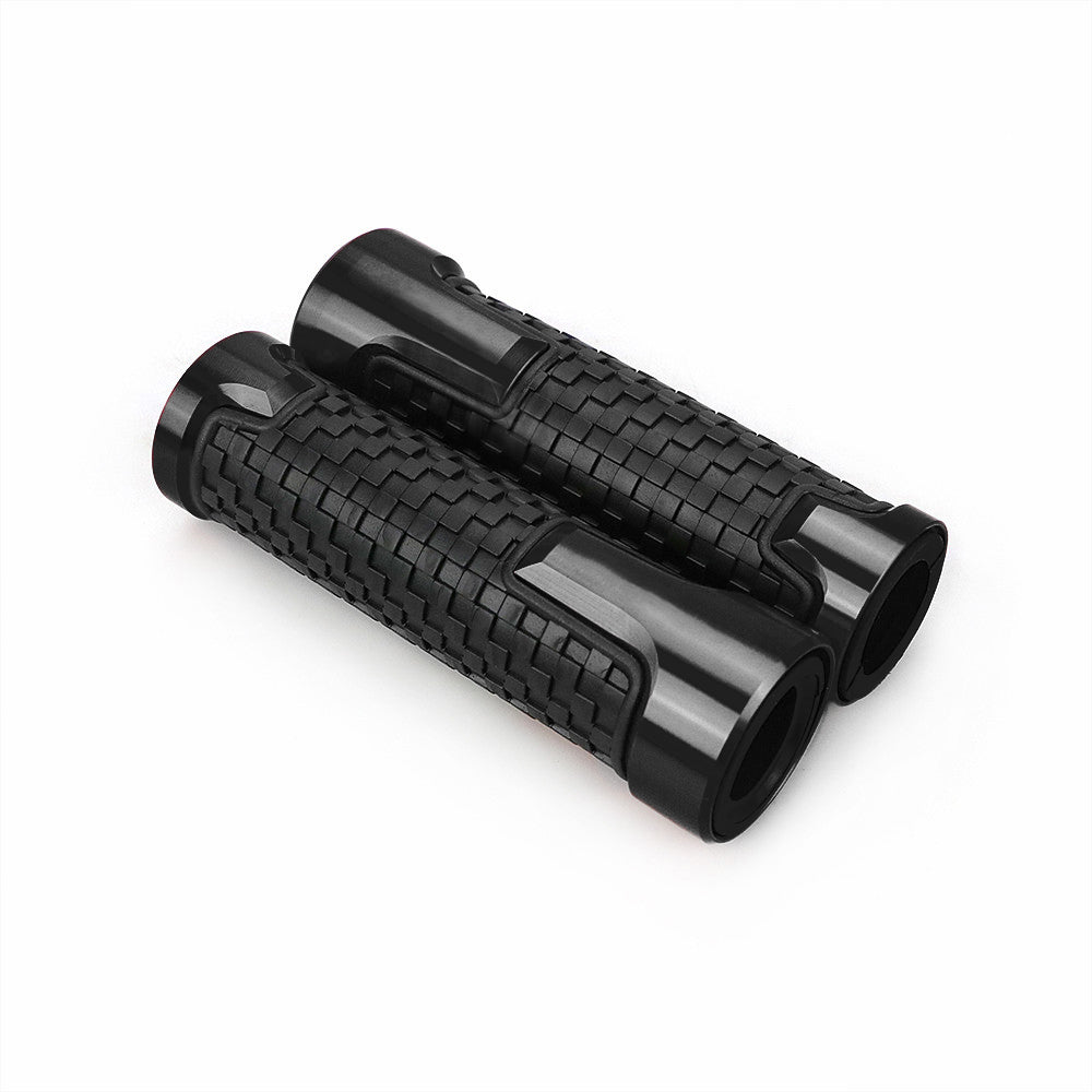 Pair of 7/8''22mm Motorcycle Handlebar Non-Slip Rubber Handle Grips, Black - EB11239998