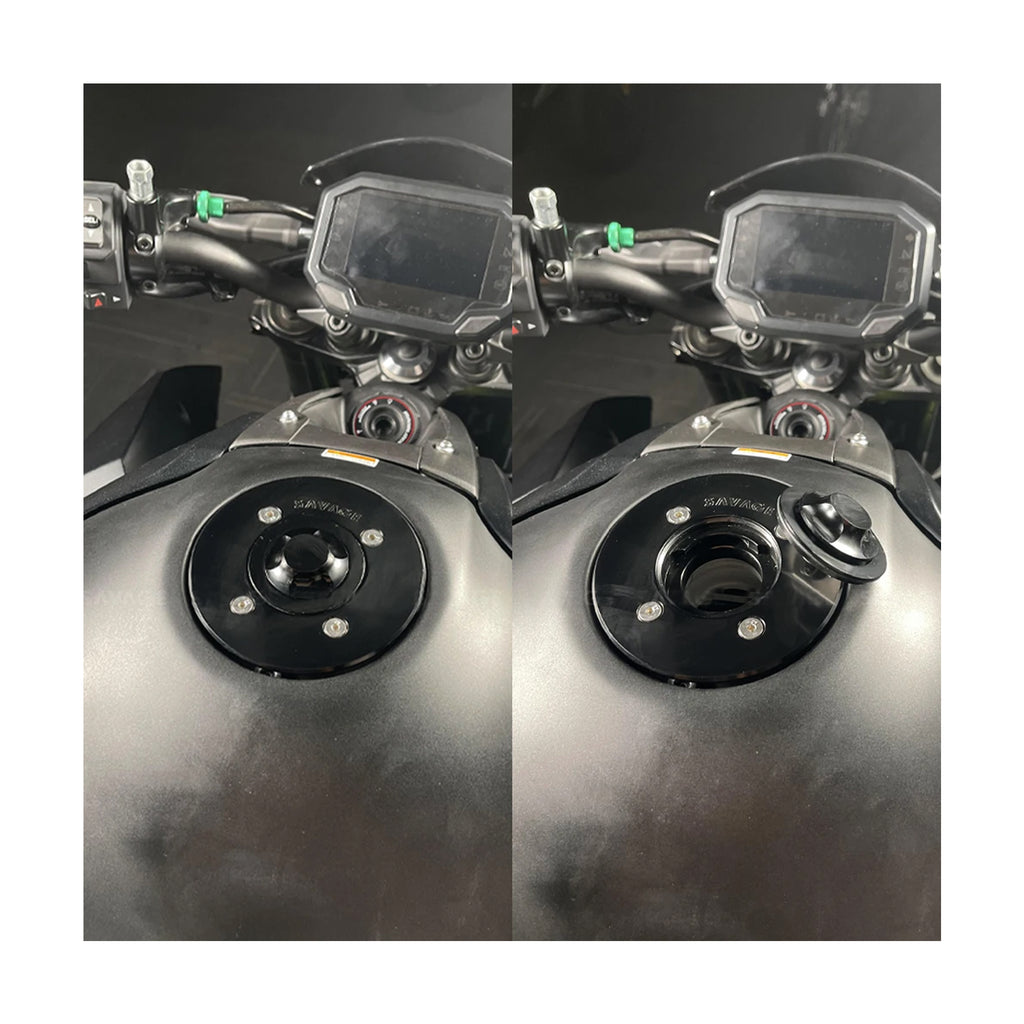 SAVAGE Kawasaki Motorcycle Fuel Gas Tank Cap Cover Black - 875643