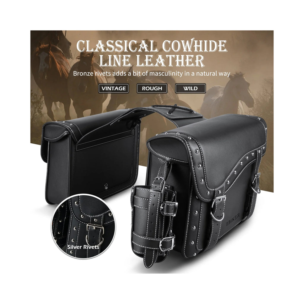 Premium Saddle Leather Saddlebags with Reinforced Straps & Cup Holder - 890311)_2