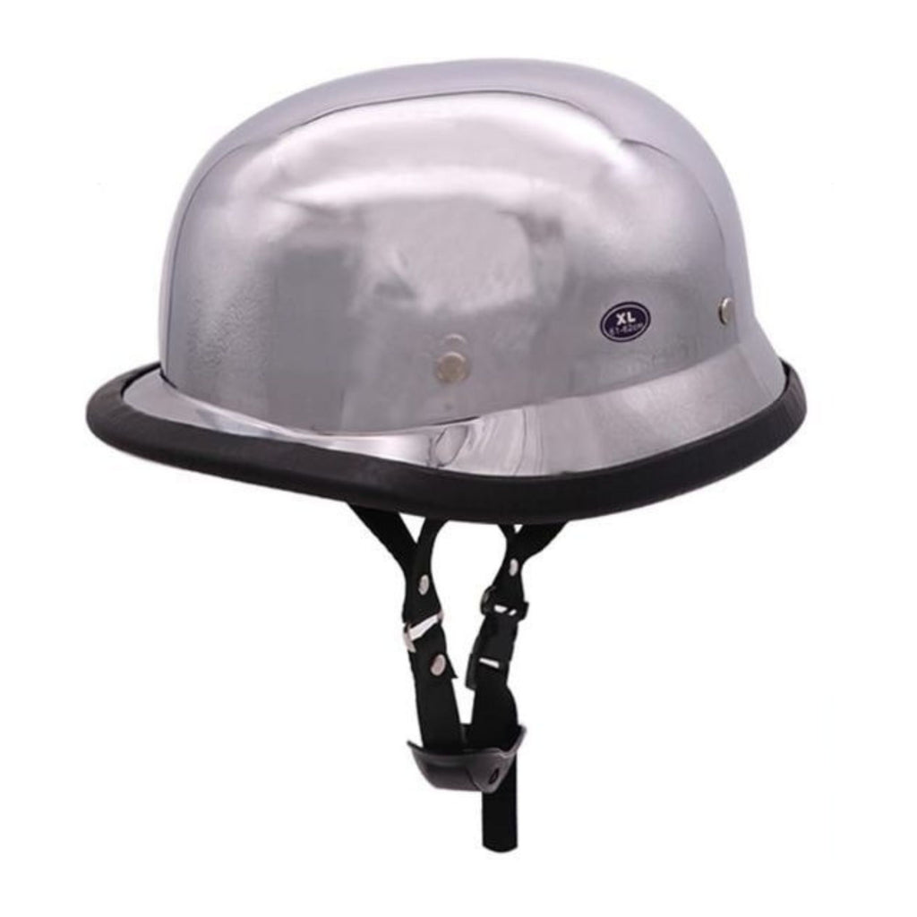 German Style Open Face Half Shell DOT Approved Silver Glossy Helmet -  78575_1