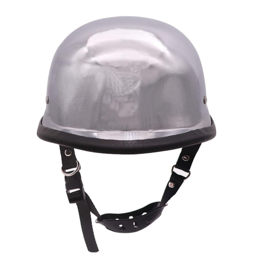 German Style Open Face Half Shell DOT Approved Silver Glossy Helmet -  78575_2