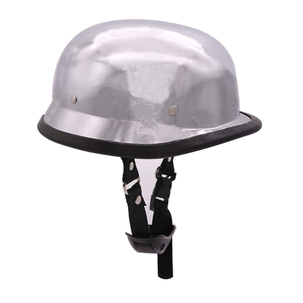 German Style Open Face Half Shell DOT Approved Silver Glossy Helmet -  78575_3